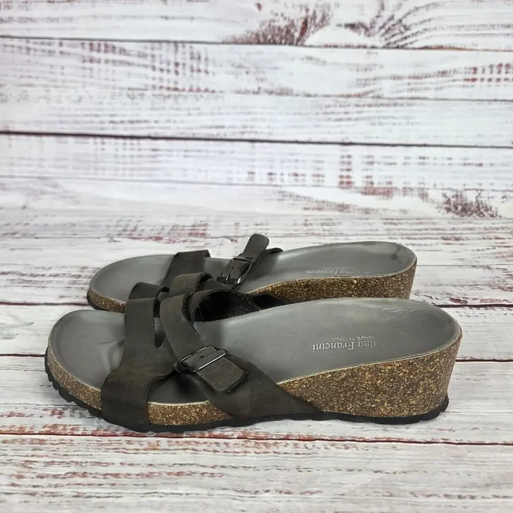Cristina Francini Shoes Womens Size 8.5 M Leather Slide Sandals Made in Italy Co